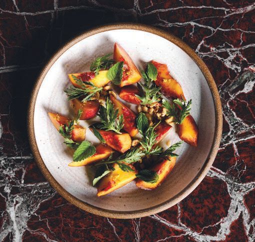 Indulge in peach salad from Choy PHOTO BY: VICTORIA QUIRK